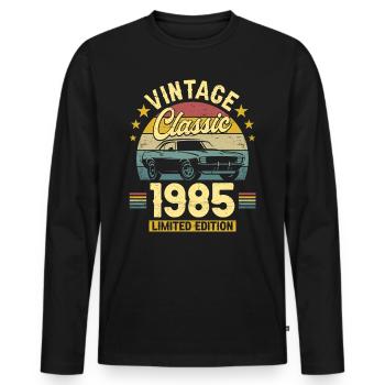 Voiture Année Millésime 1985 40 Ans Anniversaire - T-shirt manches longues Premium bio Homme - noir - Devant - Nico (187cm)