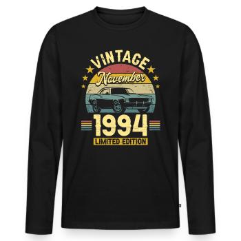 Novembre 1994 Voiture 30ème Anniversaire - T-shirt manches longues Premium bio Homme - noir - Devant - Nico (187cm)