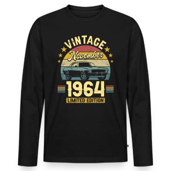 November 1964 Auto zum 60-jährigen Jubiläum - Männer Premium Bio Langarmshirt - Schwarz - Vorne - Nico (187cm)