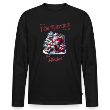 Merry Christmas But in style straight from the North Pole - Men's Premium Organic Long Sleeve Shirt - black - Front - Nico (187cm)