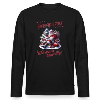 Ho Ho Holy Moly – Le Père Noël a besoin d’une pause ! - T-shirt manches longues Premium bio Homme - noir - Devant - Nico (187cm)