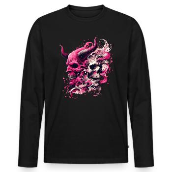 Demonic Skull Pink Explosion Skull & Demon - Men's Premium Organic Long Sleeve Shirt - black - Front - Nico (187cm)