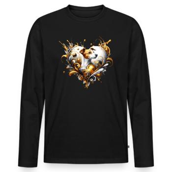 Jack Russell Kunst: Herz aus Gold und Liebe - Männer Premium Bio Langarmshirt - Schwarz - Vorne - Nico (187cm)