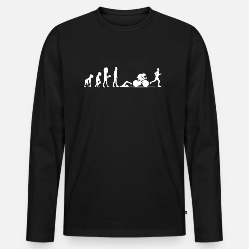 Triathlon Evolution Triathlet Radfahrer Geschenk - Männer Premium Bio Langarmshirt - Schwarz