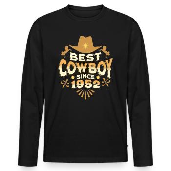 Cowboy Born In 1952 Birthday Man 70 Years Old - Men's Premium Organic Long Sleeve Shirt - black - Front - Nico (187cm)