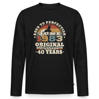 Born in June 1983 - 40 years old - Men's Premium Organic Long Sleeve Shirt - black - Front - Nico (187cm)