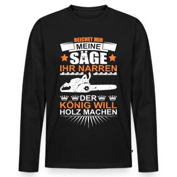 Kettensäge Motorsäge Holz Machen - Männer Premium Bio Langarmshirt - Schwarz - Vorne - Nico (187cm)