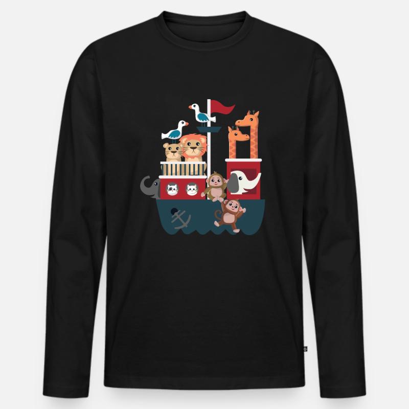 Arche Noah mit Tieren - Männer Premium Bio Langarmshirt - Schwarz