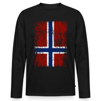 Drapeau norvégien à la verticale - T-shirt manches longues Premium bio Homme - noir - Devant - Nico (187cm)