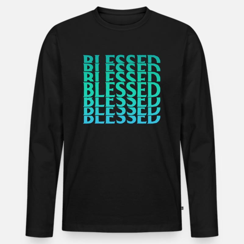 Gesegnet - Männer Premium Bio Langarmshirt - Schwarz