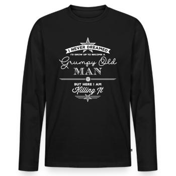 Grumpy Old Man weiße Edition - Männer Premium Bio Langarmshirt - Schwarz - Vorne - Nico (187cm)