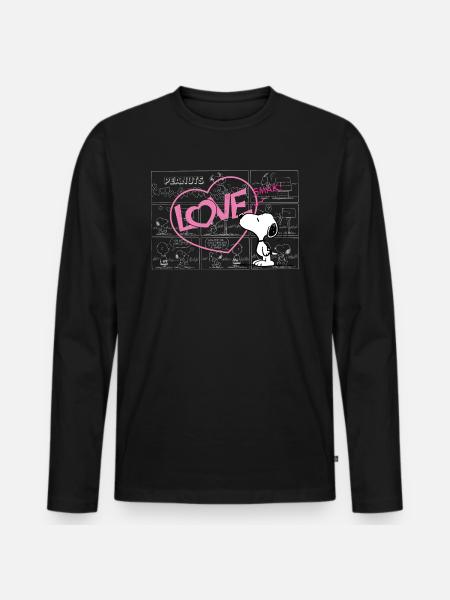 Snoopy Love Heart Kiss Valentine's Day Gift - Men's Premium Organic Long Sleeve Shirt - black