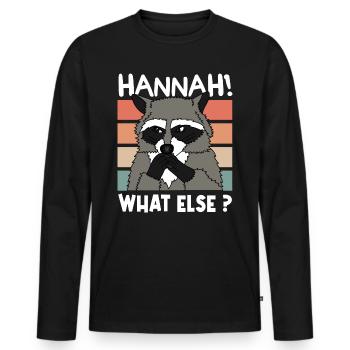 WASCHBÄR RACOON Hannah Weihnachten Geschenk - Männer Premium Bio Langarmshirt - Schwarz - Vorne - Nico (187cm)