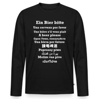 Order beer internationally - Men's Premium Organic Long Sleeve Shirt - black - Front - Nico (187cm)
