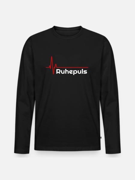 lustiges EKG Ruhepuls Shirt zum chillen ausruhen - Männer Premium Bio Langarmshirt - Schwarz