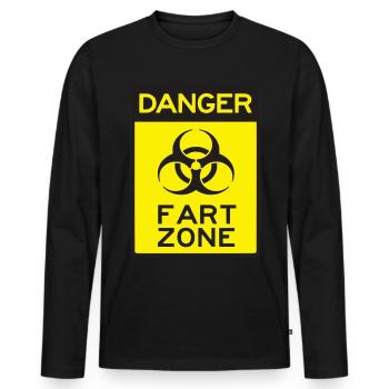 Fart zone - Men's Premium Organic Long Sleeve Shirt - black - Front - Nico (187cm)