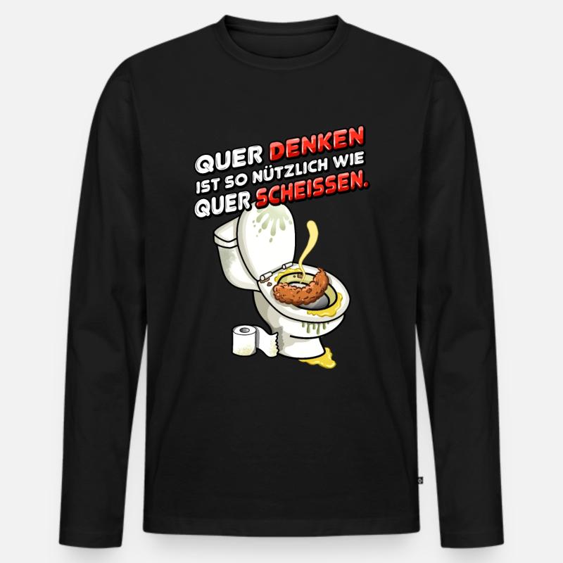 Quer Denken - Männer Premium Bio Langarmshirt - Schwarz