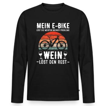 Mein EBike löst die meisten Probleme Wein den Rest - Männer Premium Bio Langarmshirt - Schwarz - Vorne - Nico (187cm)