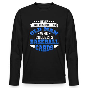 Baseball Card Collector Trading Cards - Men's Premium Organic Long Sleeve Shirt - black - Front - Nico (187cm)