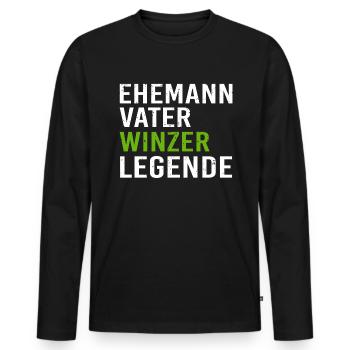 Winzer Vater Weinbauer Legende - Männer Premium Bio Langarmshirt - Schwarz - Vorne - Nico (187cm)