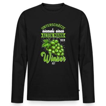 Winzer Alter Mann Weinberg Weinbau - Männer Premium Bio Langarmshirt - Schwarz - Vorne - Nico (187cm)