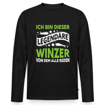 Winzer Legende Weinlese Weinbau - Männer Premium Bio Langarmshirt - Schwarz - Vorne - Nico (187cm)