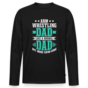 Bras de fer Bras de fer père Bras de fer - T-shirt manches longues Premium bio Homme - noir - Devant - Nico (187cm)