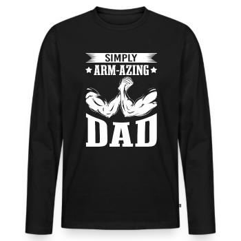 Bras de fer papa bras de fer lutteur bras de fer - T-shirt manches longues Premium bio Homme - noir - Devant - Nico (187cm)