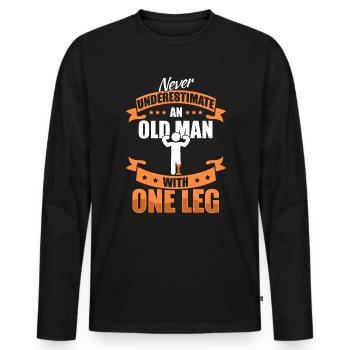 Leg prosthesis Old man Leg amputation - Men's Premium Organic Long Sleeve Shirt - black - Front - Nico (187cm)