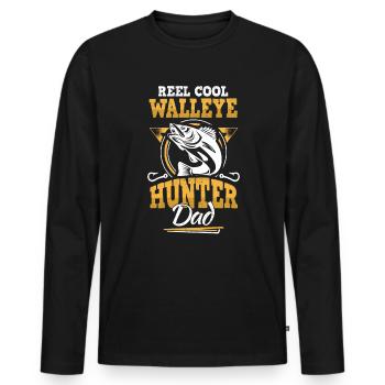 Angler Papa Walleye pike-perch fishing - Men's Premium Organic Long Sleeve Shirt - black - Front - Nico (187cm)