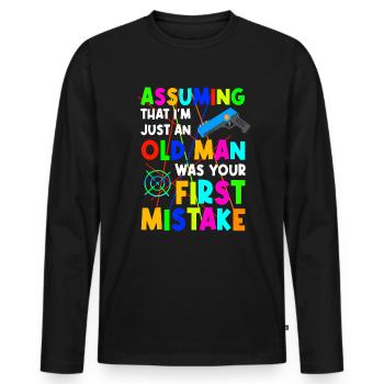 Laser Tag Grandpa Laser Gun Laser Beam - T-shirt manches longues Premium bio Homme - noir - Devant - Nico (187cm)