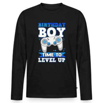 Jeux vidéo Gaming Gamer Nerd - T-shirt manches longues Premium bio Homme - noir - Devant - Nico (187cm)