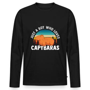 Capybara Lustig Wasserschwein Nagetier - Männer Premium Bio Langarmshirt - Schwarz - Vorne - Nico (187cm)