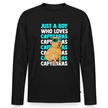 Capybara Capybara Drôles d’animaux rongeurs - T-shirt manches longues Premium bio Homme - noir - Devant - Nico (187cm)