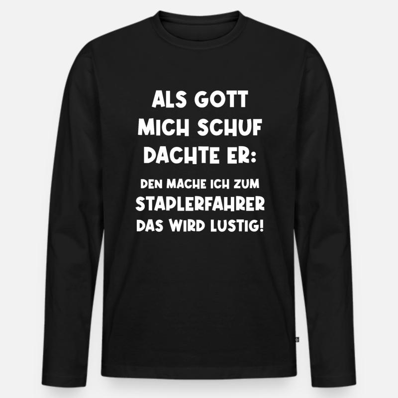 Staplerfahrer Gabelstapler fahren - Männer Premium Bio Langarmshirt - Schwarz