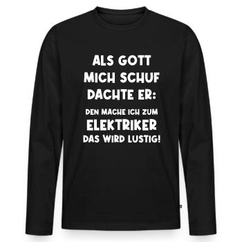Electrician Electronics Technician Electrics - Men's Premium Organic Long Sleeve Shirt - black - Front - Nico (187cm)
