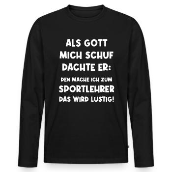 Professeur d’éducation physique Fun Éducation physique Sports - T-shirt manches longues Premium bio Homme - noir - Devant - Nico (187cm)
