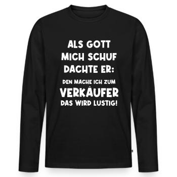 Verkäufer Verkauf Vertrieb Sales - Männer Premium Bio Langarmshirt - Schwarz - Vorne - Nico (187cm)