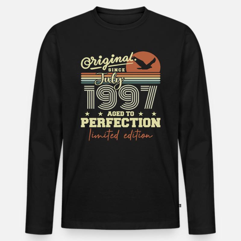 Juli 1997 Retro Geburtstag Geboren im Juli 1997 - Männer Premium Bio Langarmshirt - Schwarz