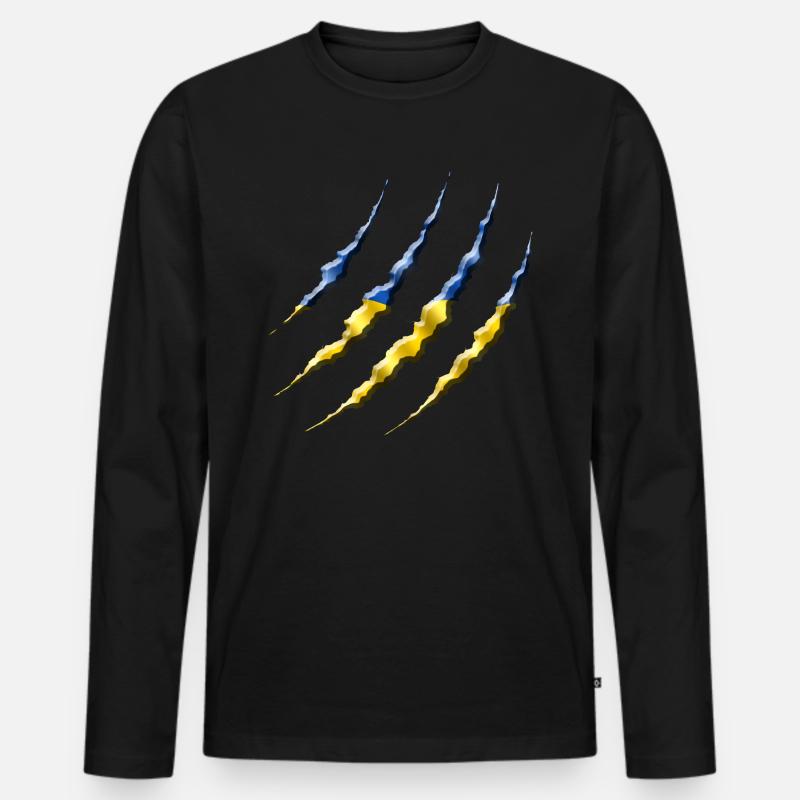 Ukraine - Männer Premium Bio Langarmshirt - Schwarz