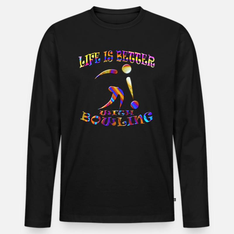 Bowling - Männer Premium Bio Langarmshirt - Schwarz