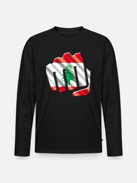 Libanon - Männer Premium Bio Langarmshirt - Schwarz