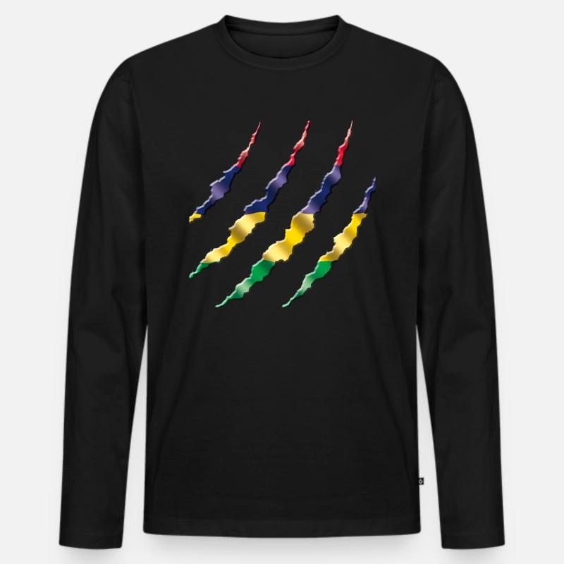 Mauritius - Männer Premium Bio Langarmshirt - Schwarz