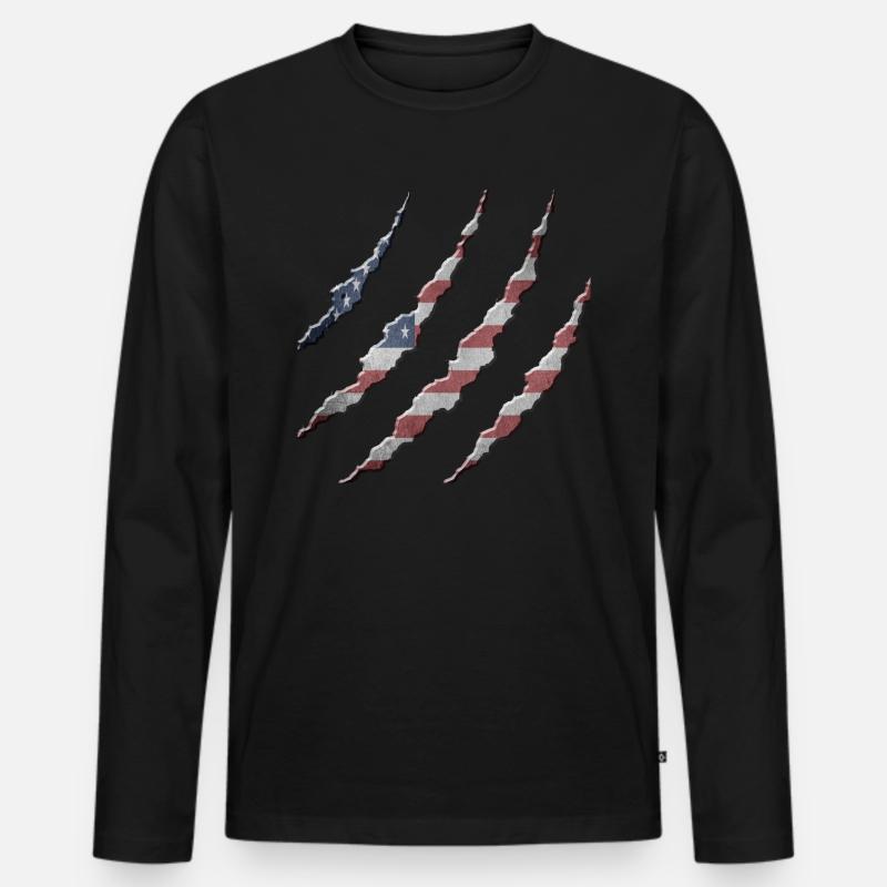 Amerika - Männer Premium Bio Langarmshirt - Schwarz