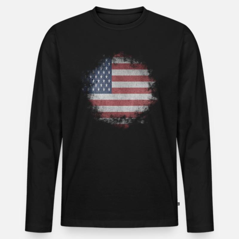 Amerika - Männer Premium Bio Langarmshirt - Schwarz