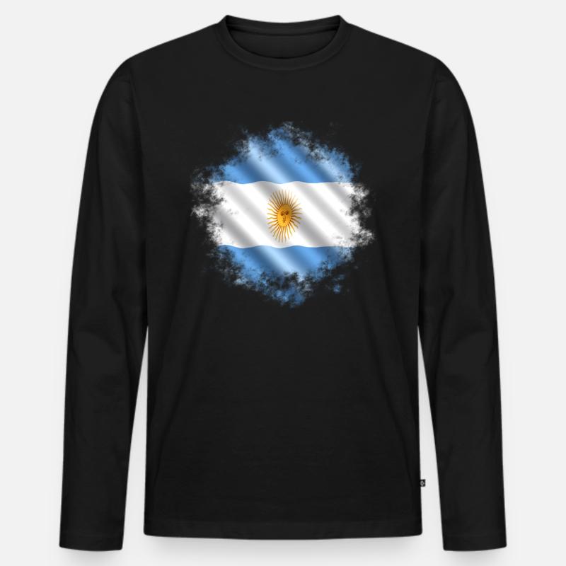 Argentinien - Männer Premium Bio Langarmshirt - Schwarz