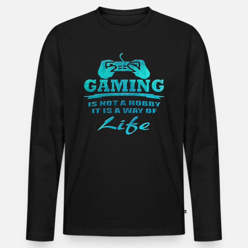 Gaming - Männer Premium Bio Langarmshirt - Schwarz