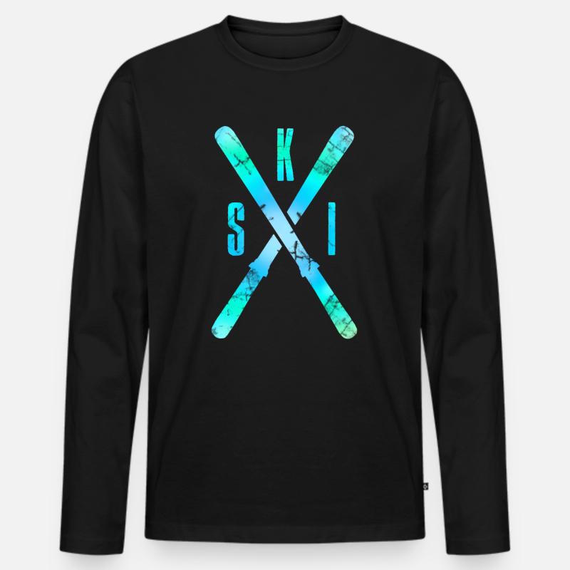ski - Männer Premium Bio Langarmshirt - Schwarz