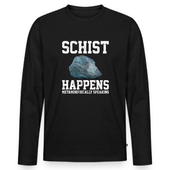 schist happens, geologist - Männer Premium Bio Langarmshirt - Schwarz - Vorne - Nico (187cm)