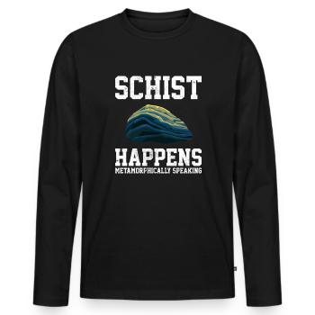 schist happens, geologist - Männer Premium Bio Langarmshirt - Schwarz - Vorne - Nico (187cm)